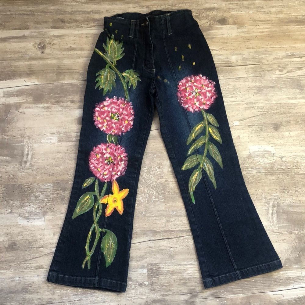 Baby Gassy Gooma Boutique Kids Girls Sz 6x Floral Painted Jeans